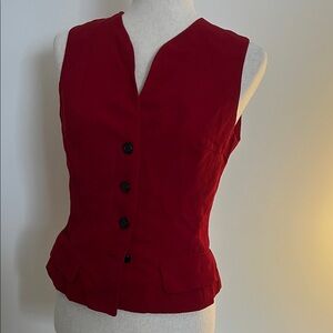 Red Sleeveless Button-Up Vest